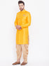 Vastramay Men's Mustard And Rose Gold Silk Blend Sherwani Set